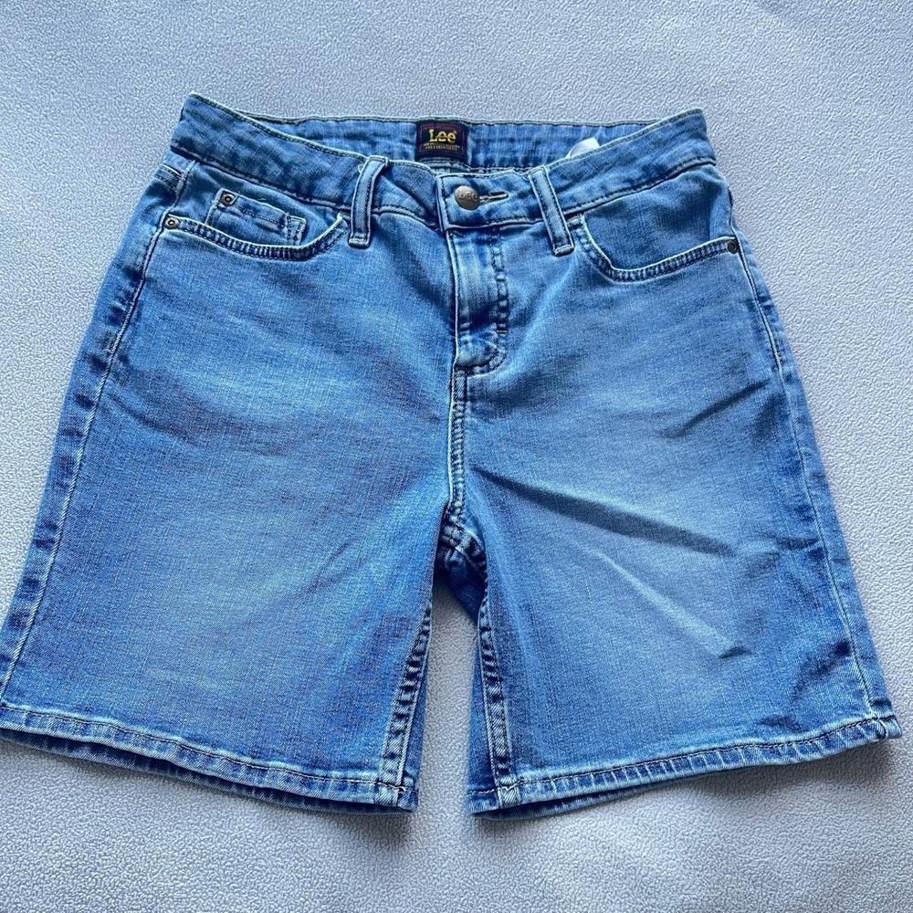 Vintage Lee Jean Shorts Womens 6 Jorts 6" Inseam Denim Cotton Stretch Modest